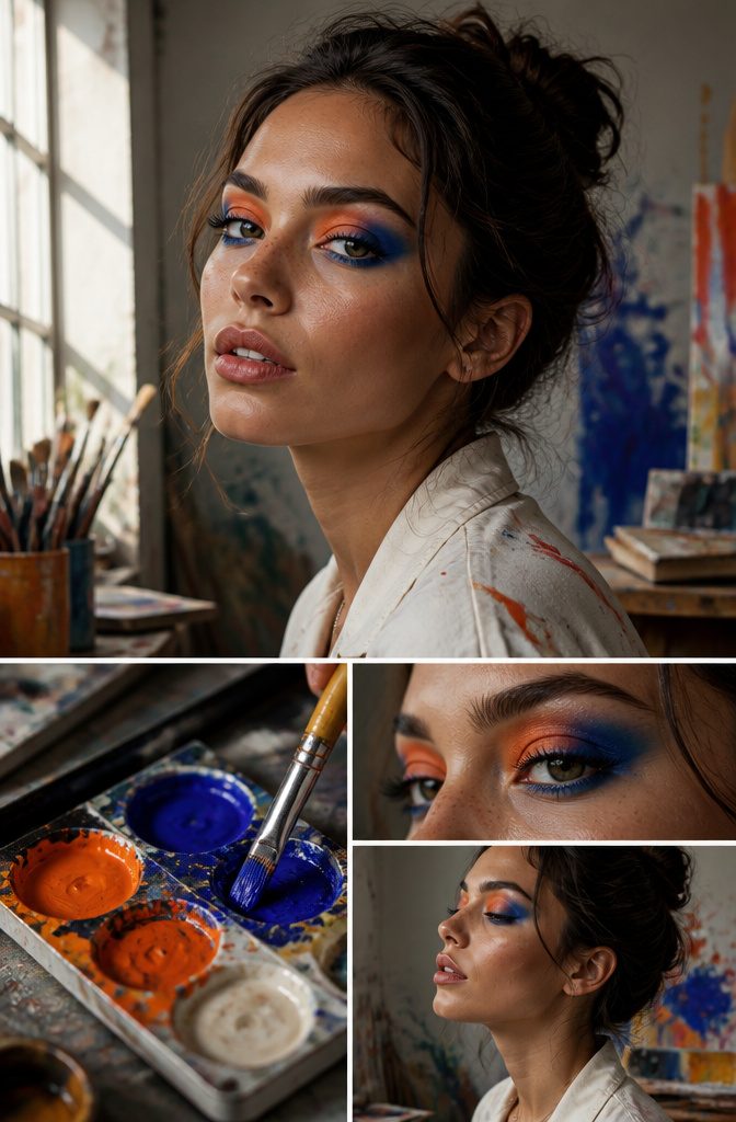 Cool Creative Makeup Looks: 14 Art Styles Worth Trying in 2026 7 Model with multicolored eye makeup showcasing gradient and contrast techniques.