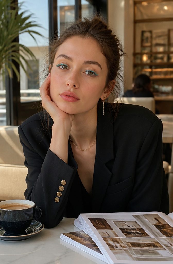 Fun Makeup Looks for 2026: 19 Ideas to Recreate 16 A model wearing bright teal mascara on her eyelashes.