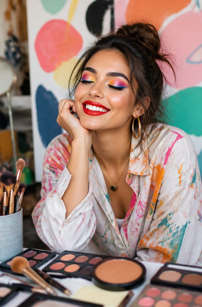 Fun Makeup Looks for 2026: 19 Ideas to Recreate 9 A model with vibrant makeup on her lips and eyes.
