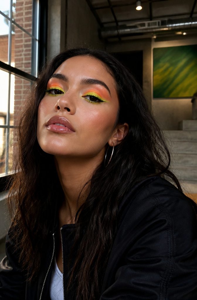 Fun Makeup Looks for 2026: 19 Ideas to Recreate 12 A model showcasing neon eye makeup in bright colors.