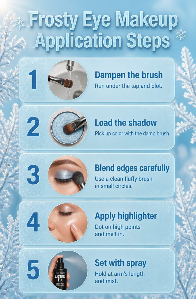 Icy Pastel Makeup: How to Create a Frosty Eye Look in 6 Steps 11 Makeup brushes on a surface with eyeshadow.