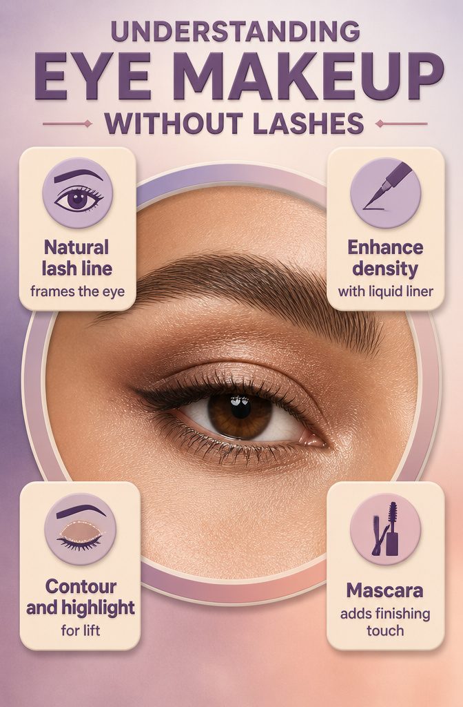 Makeup No Lashes Looks: How to Style Eyes Without Falsies 8 Information graphic about eye makeup techniques without lashes.