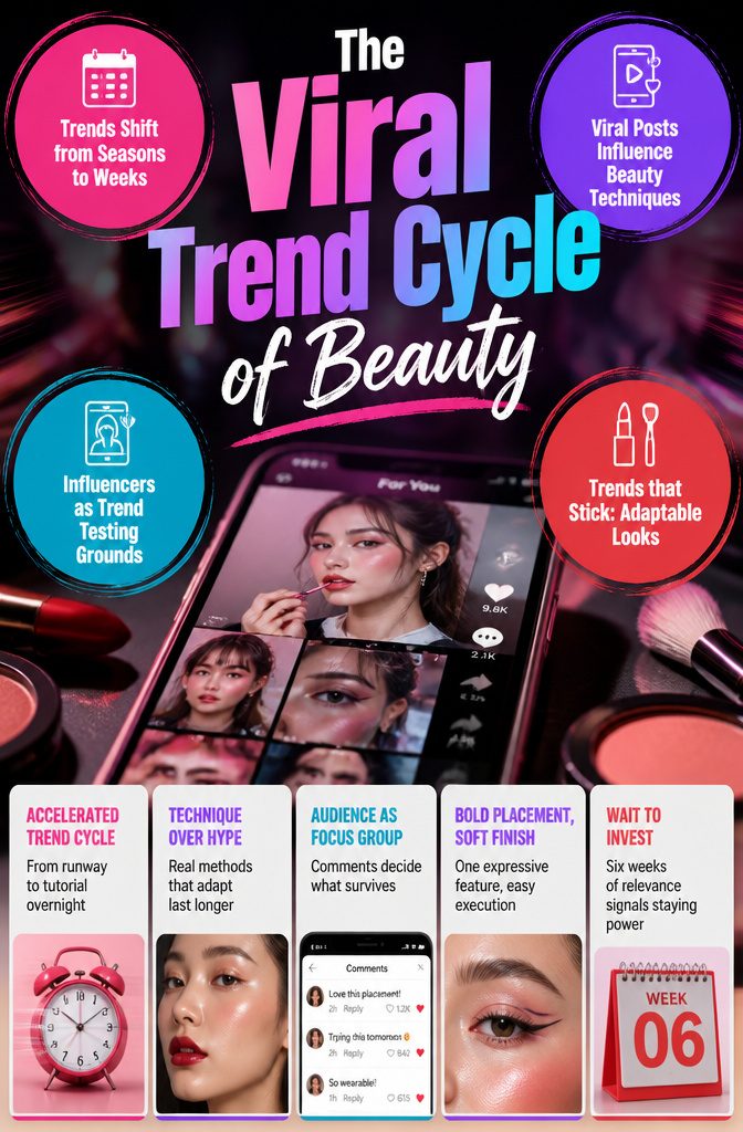 Graphic illustrating the viral trend cycle of beauty.
