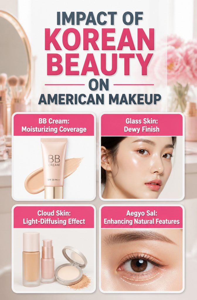 Information graphic on the impact of Korean beauty on American makeup.